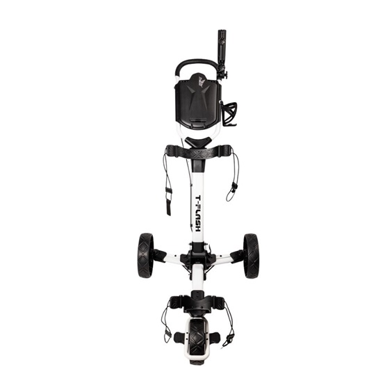 TriLite T-Flash golftrolley, weiss/schwarz, Carbon-Dekor