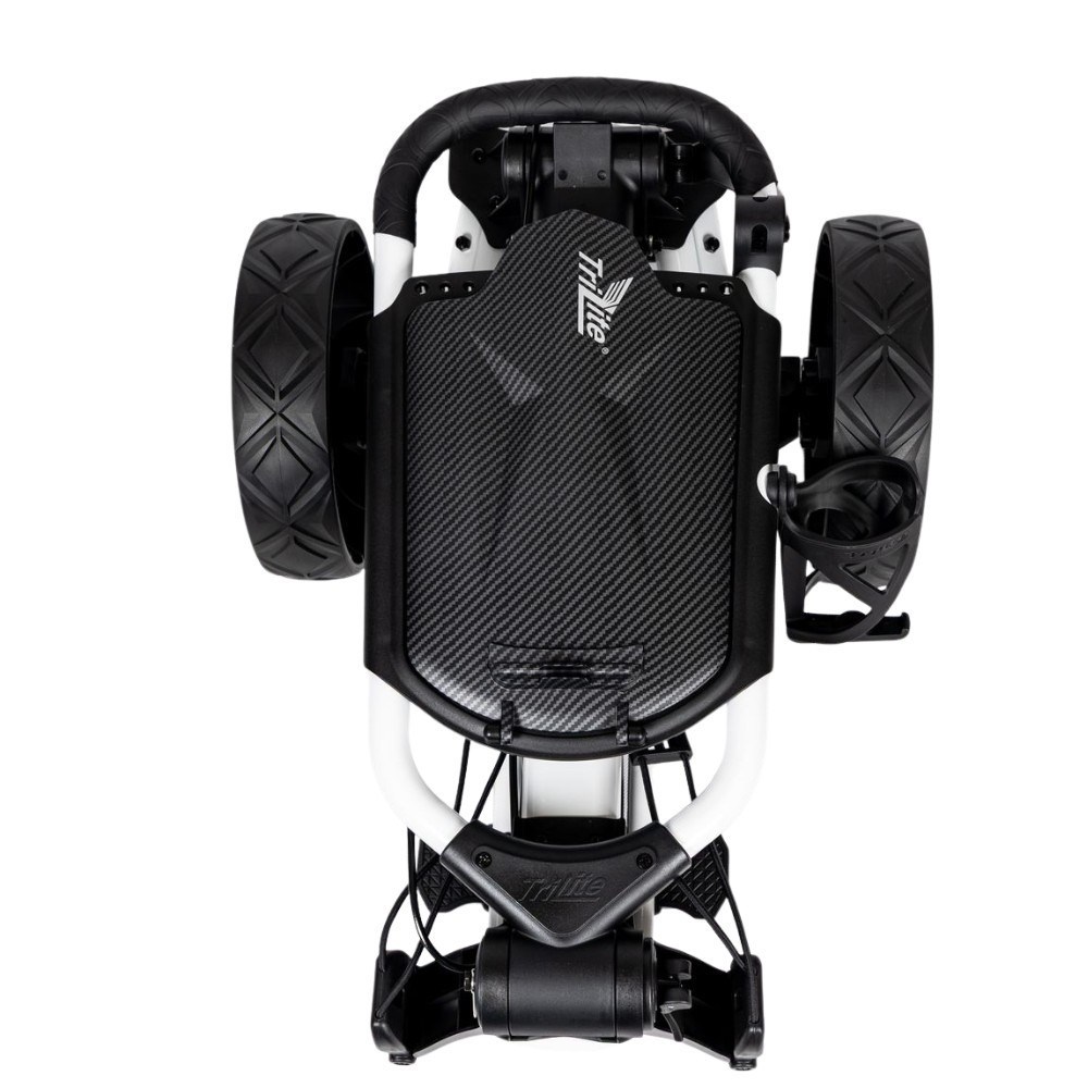 TriLite T-Flash golftrolley, weiss/schwarz, Carbon-Dekor