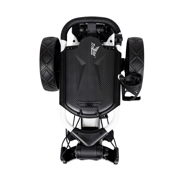 TriLite T-Flash golftrolley, weiss/schwarz, Carbon-Dekor