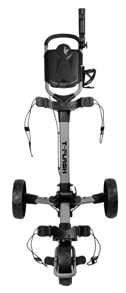 TriLite T-Flash golftrolley, grau/schwarz, Carbon-Dekor