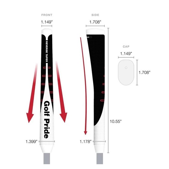Golf Pride Reverse Taper Putter Griff, Flat Medium