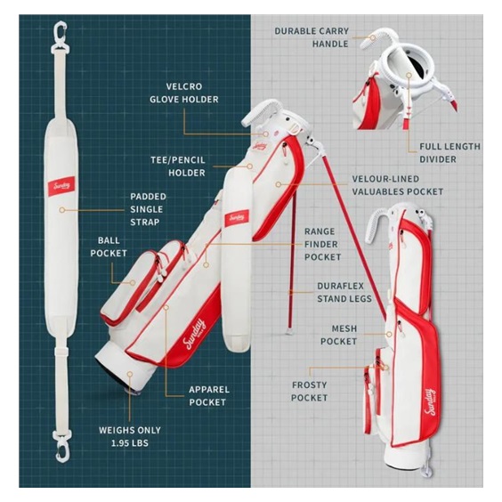 Sunday Golf Loma Pencilbag, weiss/rot