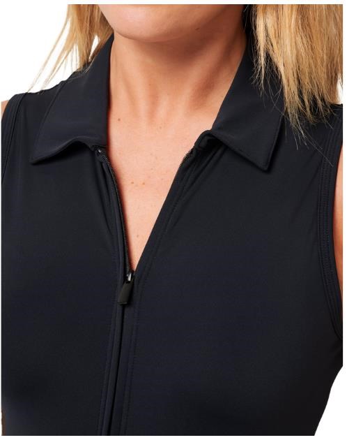 Travis Mathew Moveknit Sleeveless Polo Golfkleid, schwarz