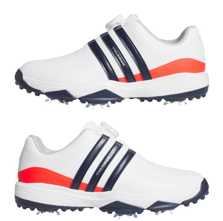 Adidas Tour360 24 Boa Junior Golfschuhe, weiss/dunkelblau/rot