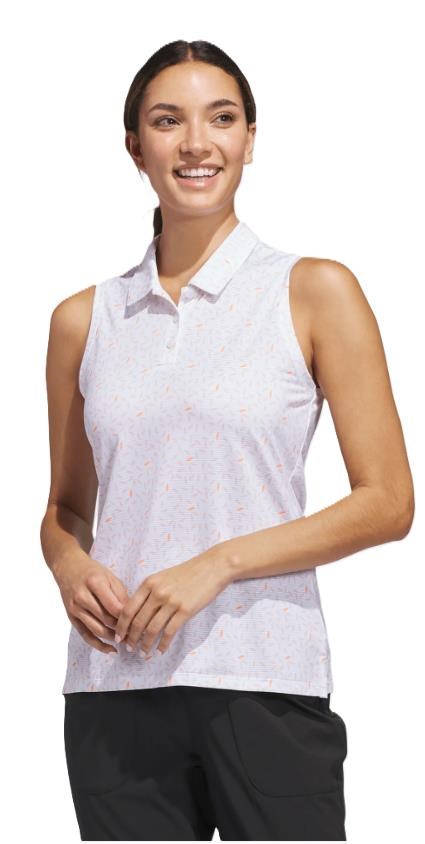 Adidas Ultimate365 All Over Print Sleeveless Damen Poloshirt, weiss