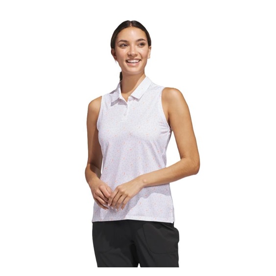 Adidas Ultimate365 All Over Print Sleeveless Damen Poloshirt, weiss
