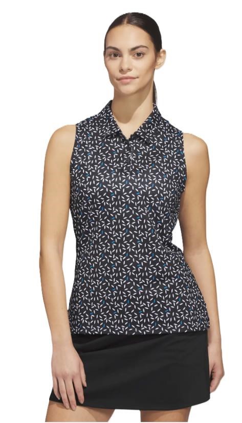 Adidas Ultimate365 All Over Print Sleeveless Damen Poloshirt, schwarz