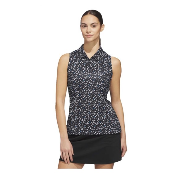 Adidas Ultimate365 All Over Print Sleeveless Damen Poloshirt, schwarz