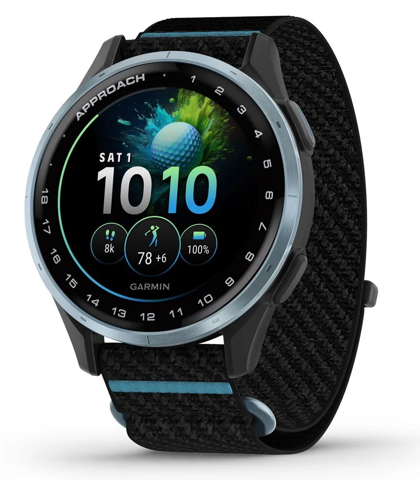 Garmin Approach J1 Kinder-Golf-Smartwatch,schwarz/azurblau aluminium