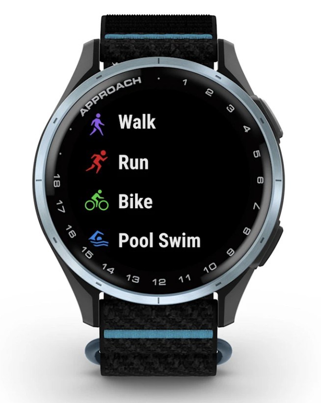 Garmin Approach J1 Kinder-Golf-Smartwatch,schwarz/azurblau aluminium