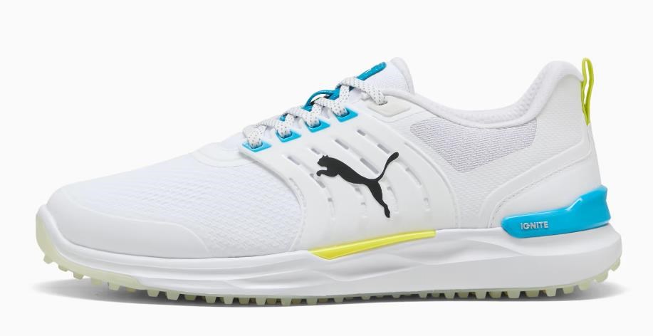 Puma Ignite Elevate 2 Herren Golfschuhe, white/speed blue/apple spritz