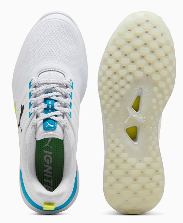Puma Ignite Elevate 2 Herren Golfschuhe, white/speed blue/apple spritz