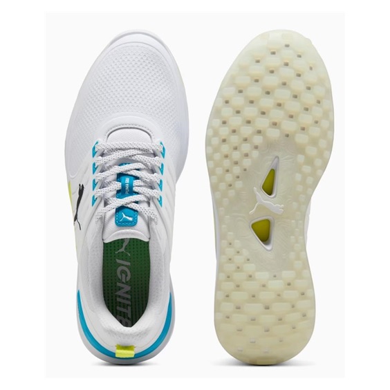 Puma Ignite Elevate 2 Herren Golfschuhe, white/speed blue/apple spritz