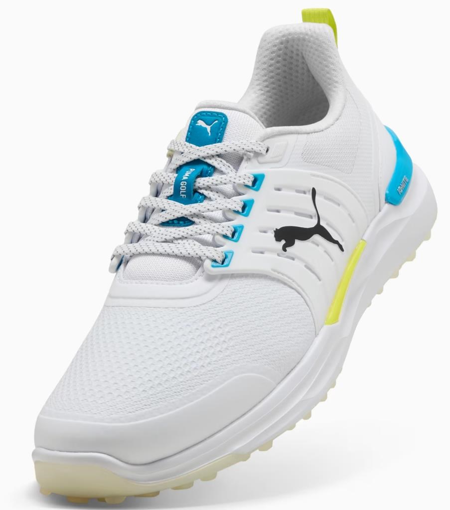Puma Ignite Elevate 2 Herren Golfschuhe, white/speed blue/apple spritz