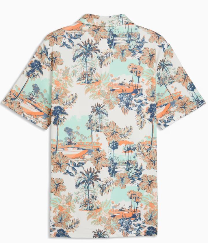 Puma Cloudspun Palm Herren Poloshirt, warm white/mint jelly/melon glow