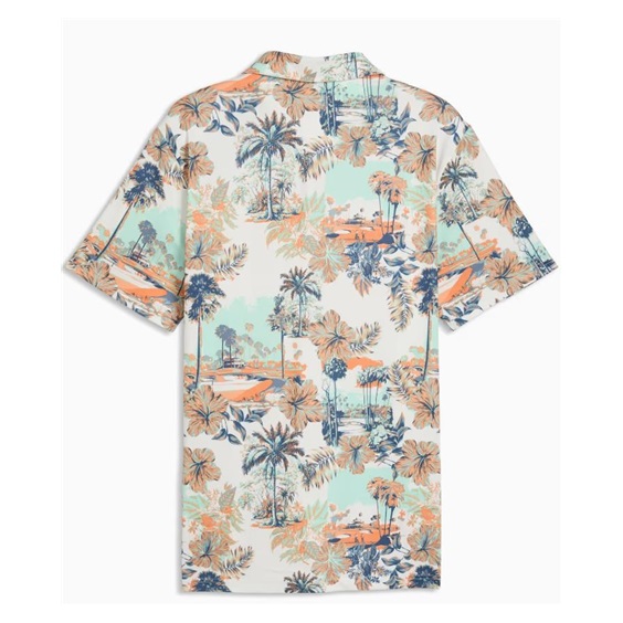 Puma Cloudspun Palm Herren Poloshirt, warm white/mint jelly/melon glow