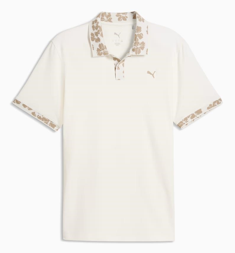 Puma Modalon Floral Rib Herren Poloshirt, warm white/ice coffee