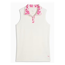 Puma Modalon Floral Rib Sleeveless Damen Poloshirt, warm white/pink opal