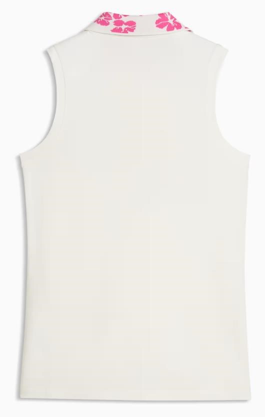 Puma Modalon Floral Rib Sleeveless Damen Poloshirt, warm white/pink opal