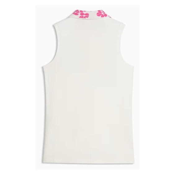 Puma Modalon Floral Rib Sleeveless Damen Poloshirt, warm white/pink opal