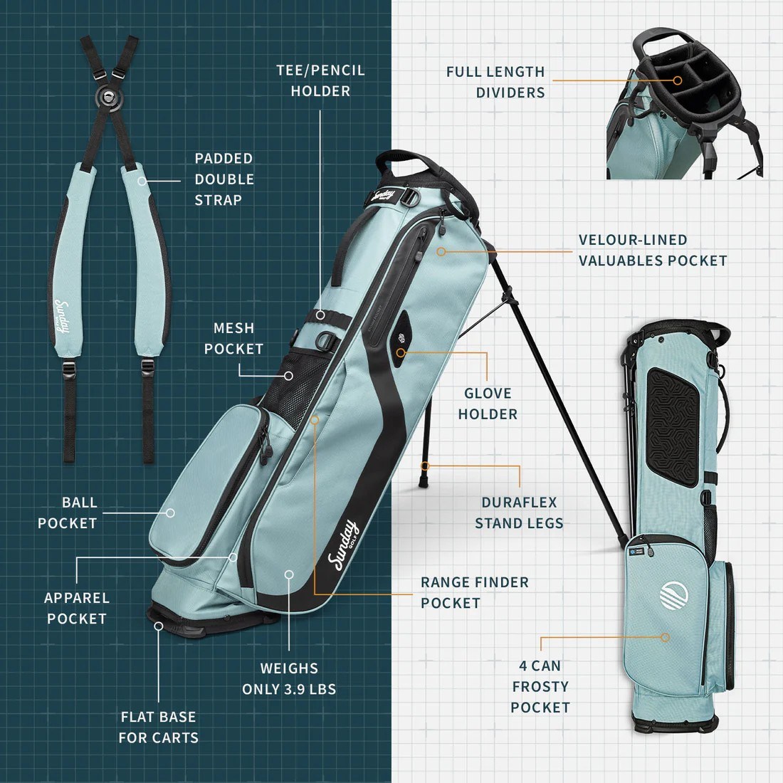 Sunday Golf El Camino Pencilbag, seafoam