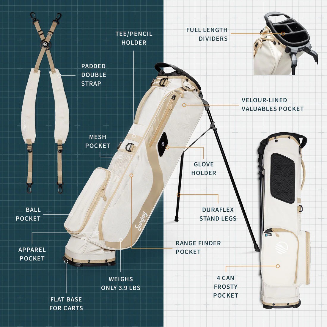 Sunday Golf El Camino Pencilbag, toasted almond