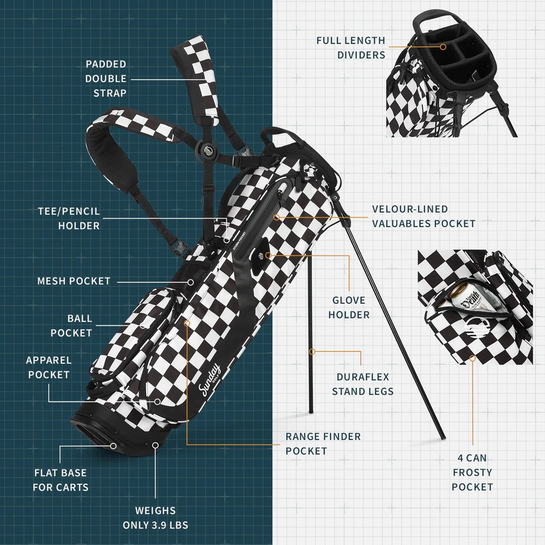 Sunday Golf El Camino Pencilbag, schwarz/weiss