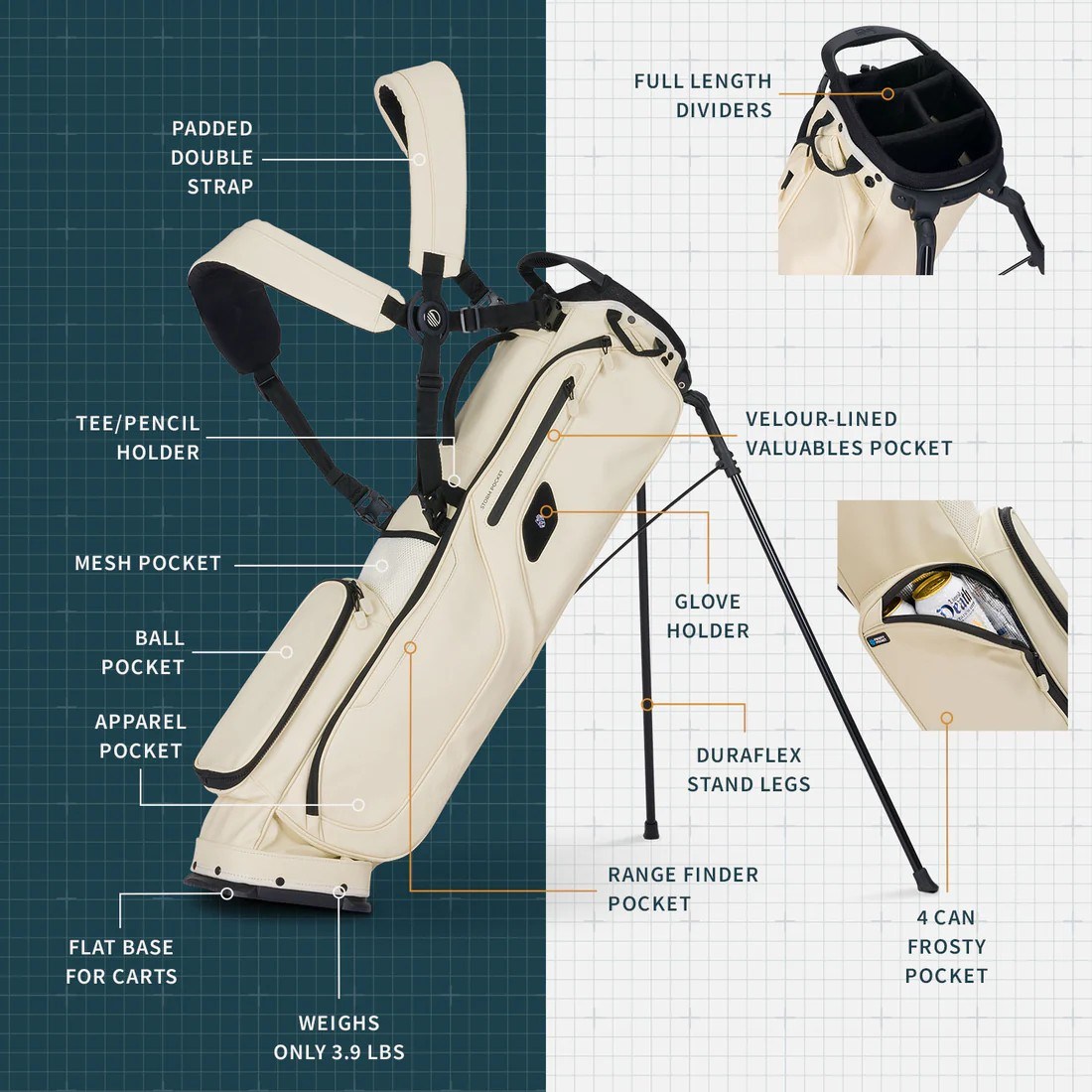 Sunday Golf El Camino S-Class Pencilbag, cream