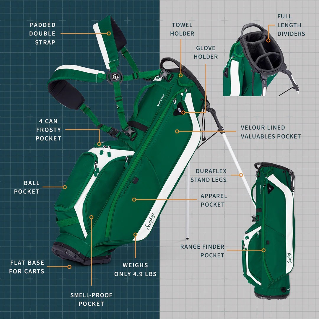 Sunday Golf Ryder Standbag, evergreen