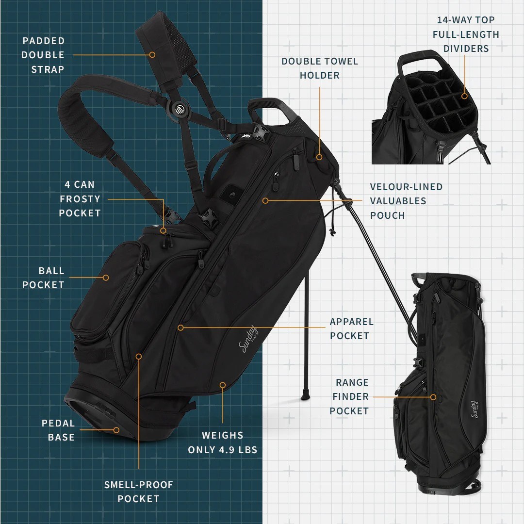 Sunday Golf Ryder 14 Standbag, schwarz