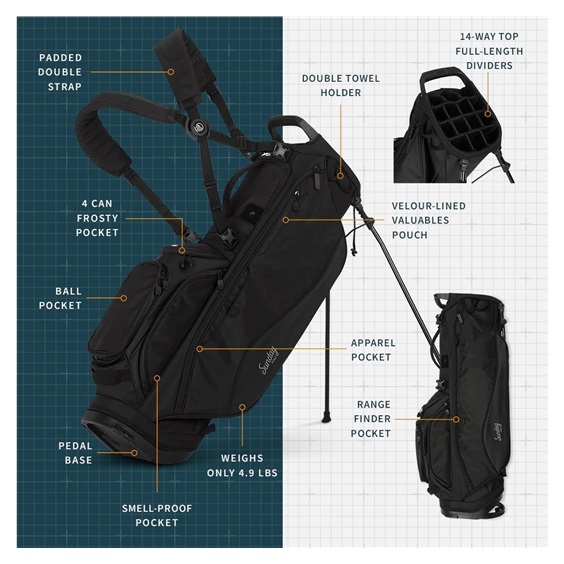 Sunday Golf Ryder 14 Standbag, schwarz