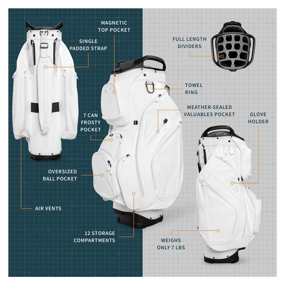 Sunday Golf Big Rig S-Class Cartbag, weiss