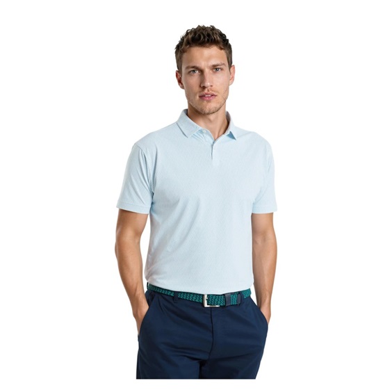 FootJoy Modernist Geo Pique Herren Poloshirt, white/ice blue