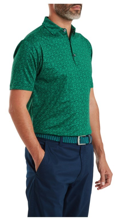 FootJoy Raker Print Lisle Herren Poloshirt, field green