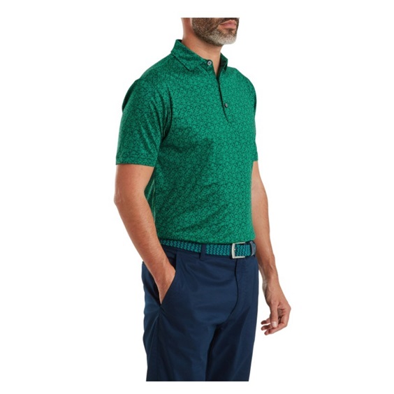 FootJoy Raker Print Lisle Herren Poloshirt, field green
