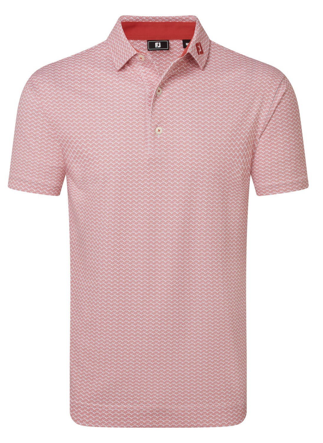 FootJoy Scallop Geo Pique Herren Poloshirt, nantucket red