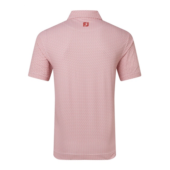FootJoy Scallop Geo Pique Herren Poloshirt, nantucket red