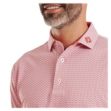 FootJoy Scallop Geo Pique Herren Poloshirt, nantucket red