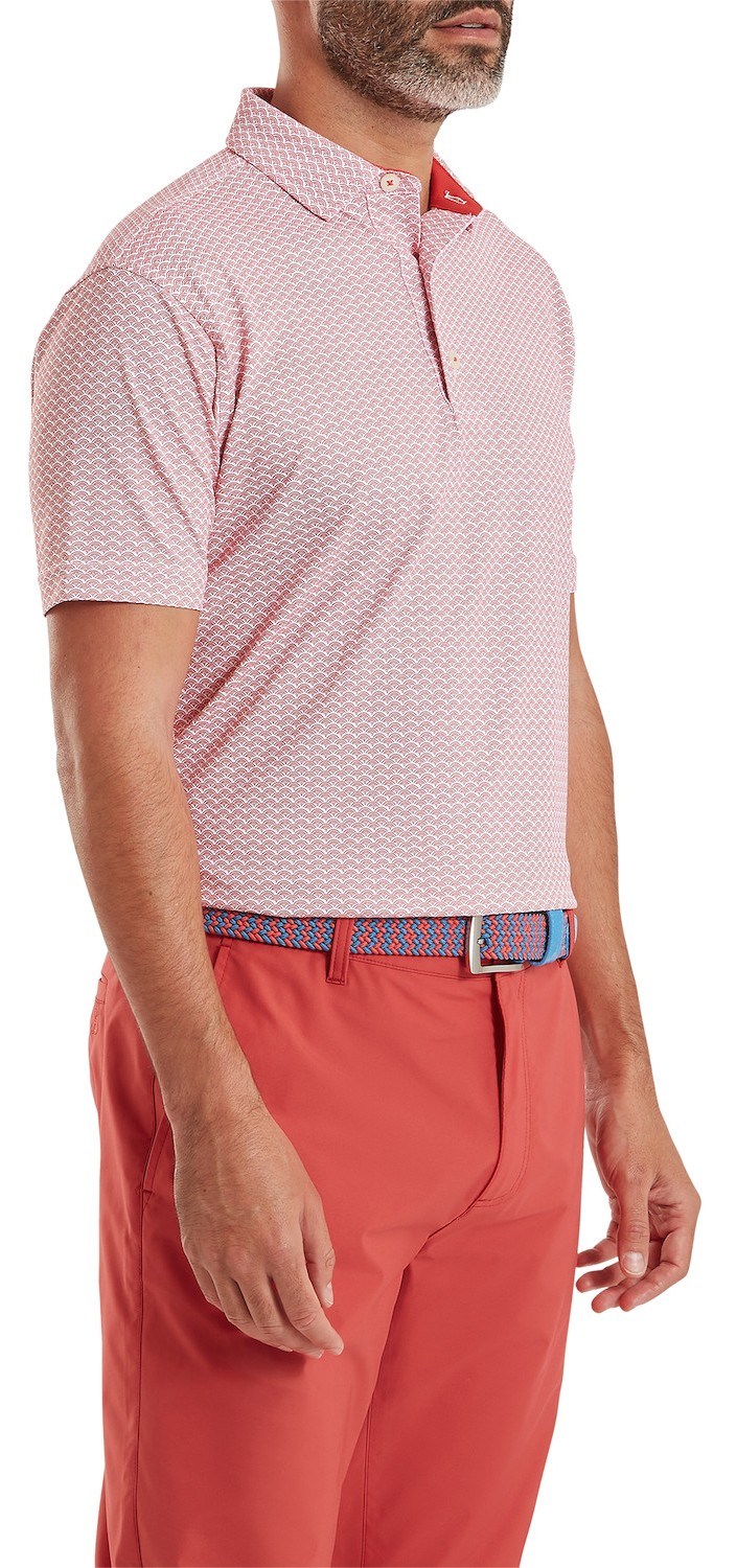 FootJoy Scallop Geo Pique Herren Poloshirt, nantucket red