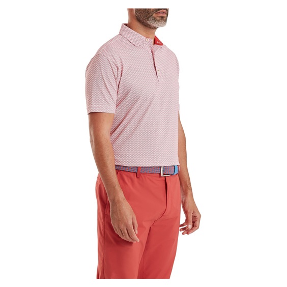 FootJoy Scallop Geo Pique Herren Poloshirt, nantucket red