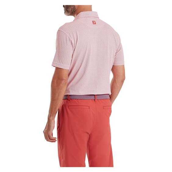 FootJoy Scallop Geo Pique Herren Poloshirt, nantucket red