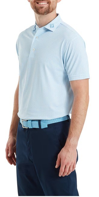 FootJoy Scallop Geo Pique Herren Poloshirt, blue reef