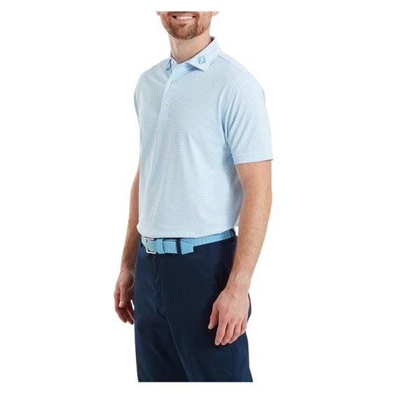 FootJoy Scallop Geo Pique Herren Poloshirt, blue reef