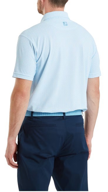 FootJoy Scallop Geo Pique Herren Poloshirt, blue reef