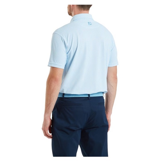FootJoy Scallop Geo Pique Herren Poloshirt, blue reef