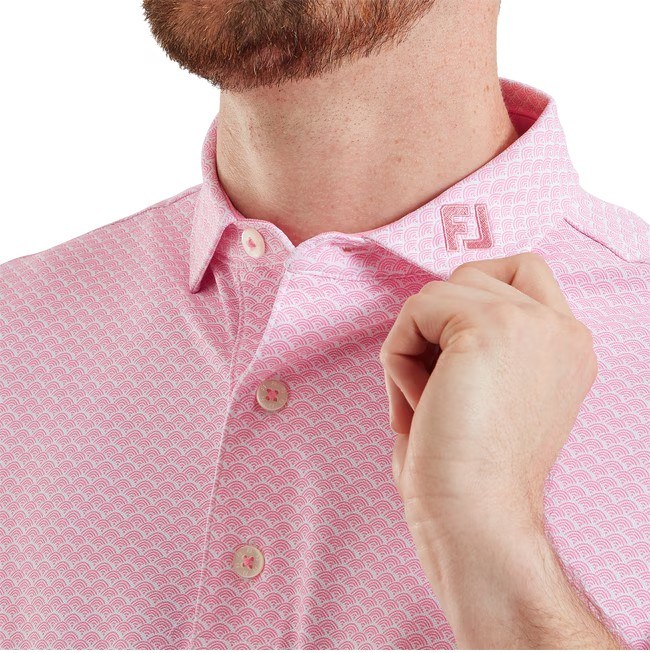 FootJoy Scallop Geo Pique Herren Poloshirt, pink pop