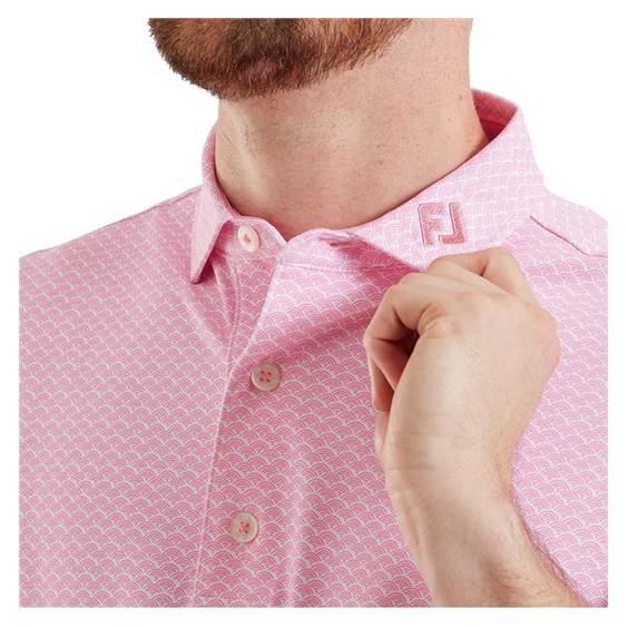 FootJoy Scallop Geo Pique Herren Poloshirt, pink pop