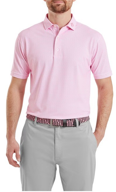 FootJoy Scallop Geo Pique Herren Poloshirt, pink pop