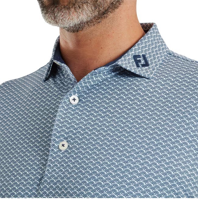 FootJoy Scallop Geo Pique Herren Poloshirt, navy