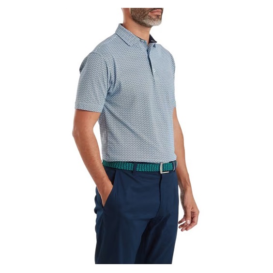FootJoy Scallop Geo Pique Herren Poloshirt, navy